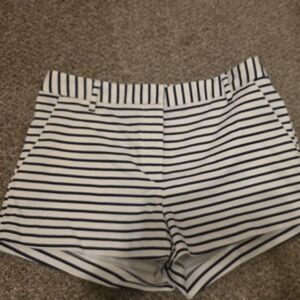 H&M Navy and White Striped High Waist Shorts
